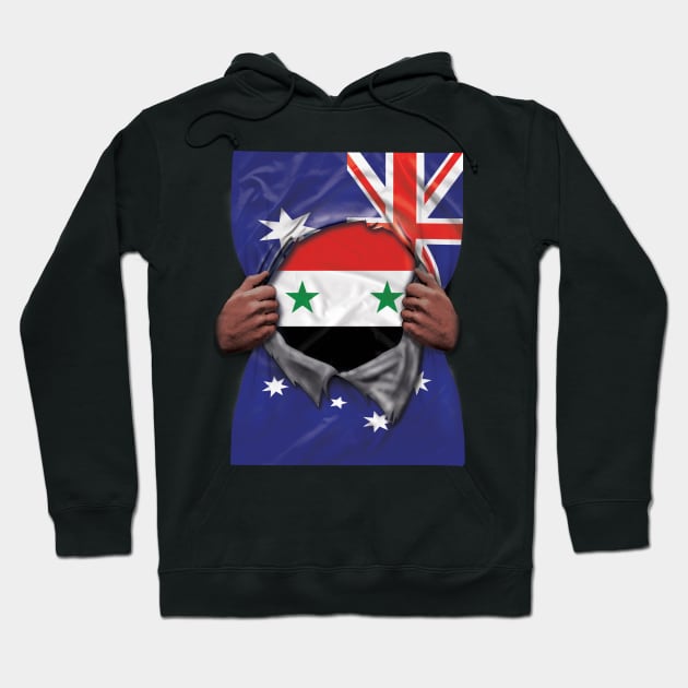 Syria Flag Australian Flag Ripped - Gift for Syrian From Syria Hoodie by Country Flags